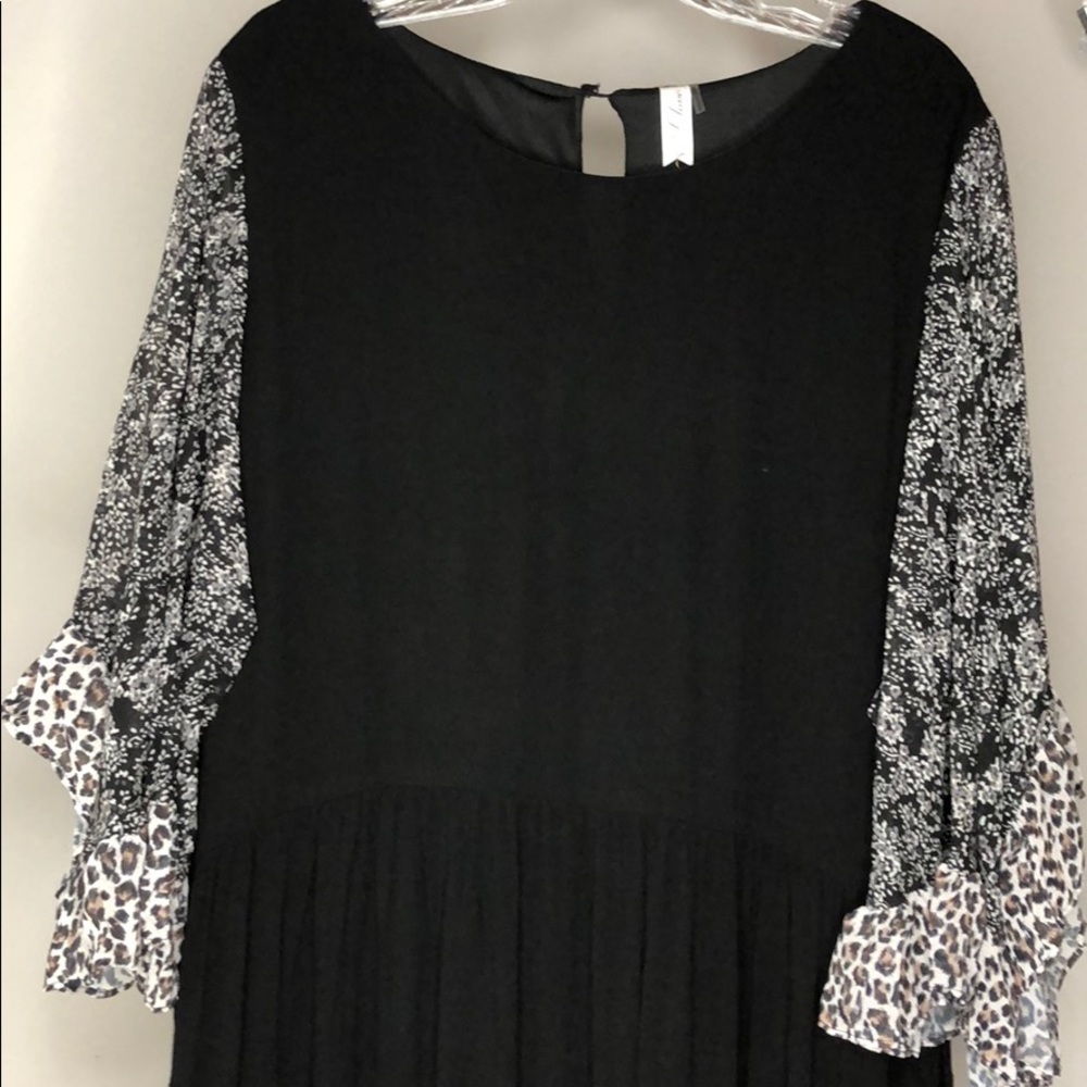 Leopard trim black dress - Picture 7 of 10